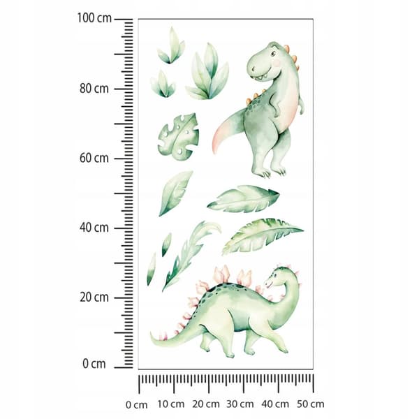Väggdekorationer för barn Gröna dinosaurier 50x100cm