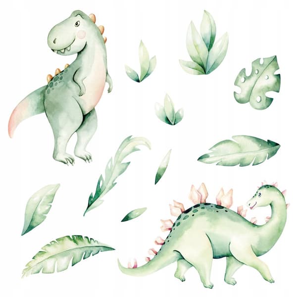 Väggdekorationer för barn Gröna dinosaurier 50x100cm