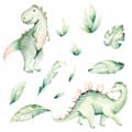 Miniatyrbild 1 av 4: Väggdekorationer för barn Gröna dinosaurier 50x100cm