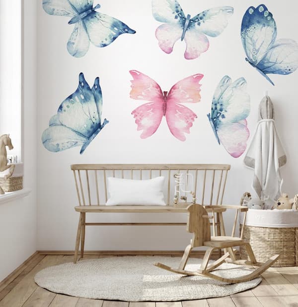 Lasten seinätarrat Perhoset 50x100cm