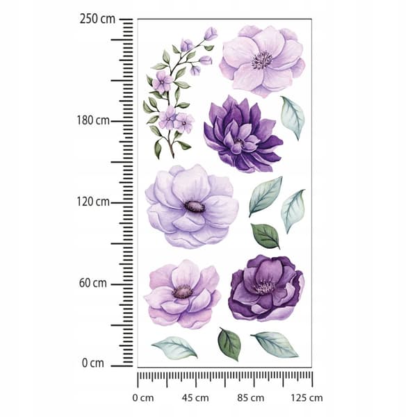 Vægklistermærker Lilla Blomster 125x250cm