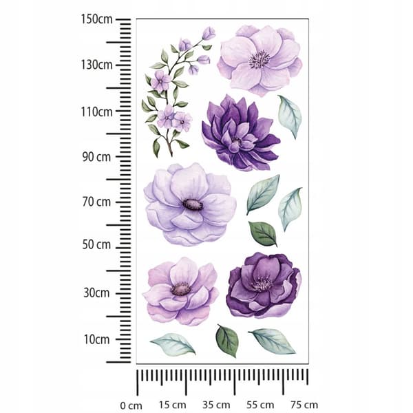 Seinätarrat Violetit kukat 75x150cm