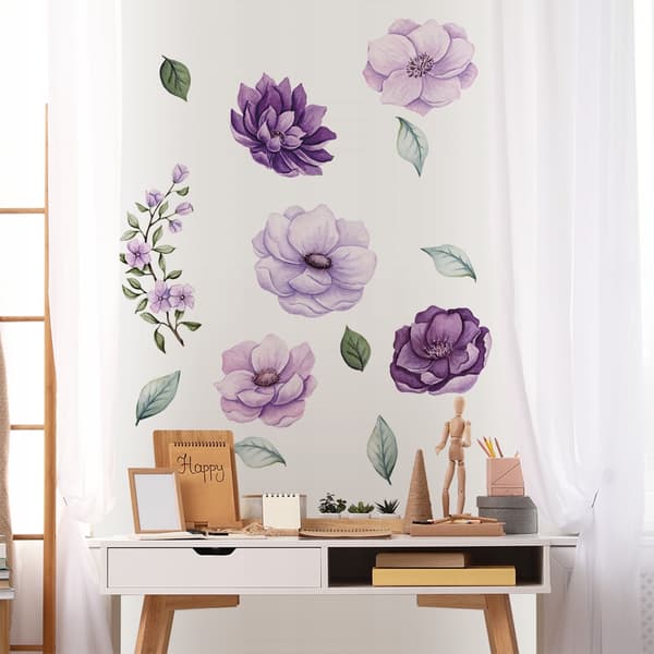 Seinätarrat Violetit kukat 75x150cm