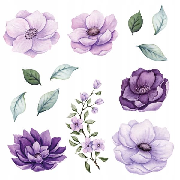 Seinätarrat Violetit kukat 75x150cm