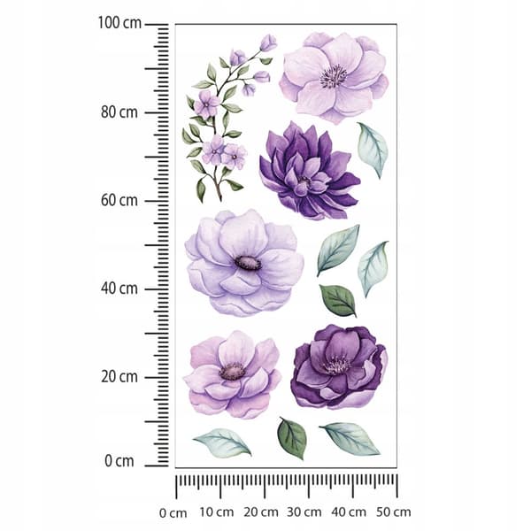 Seinätarrat Violetit kukat 50x100cm
