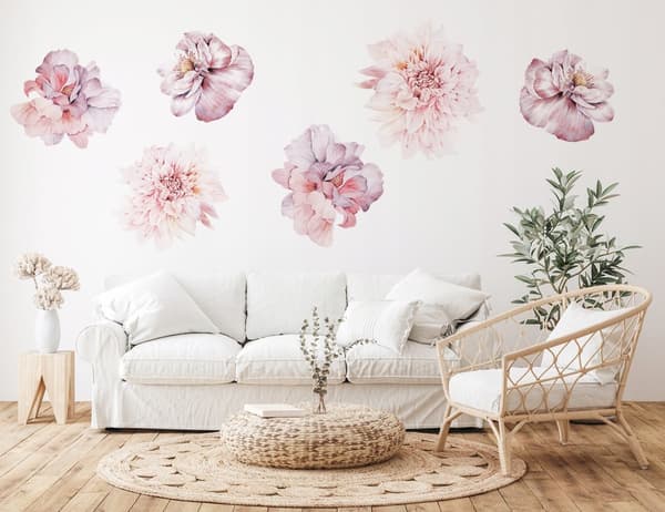Seinätarrat Vaaleanpunaiset kukat 100x200cm