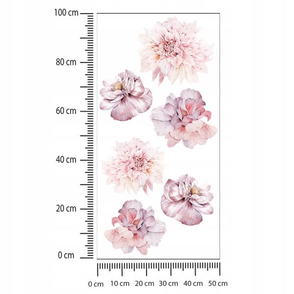 Vægklistermærker Lyserøde Blomster 50x100cm