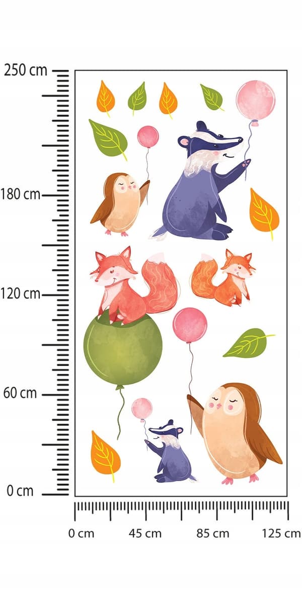 Lasten tarrat Eläimet ilmapalloilla 125x250cm