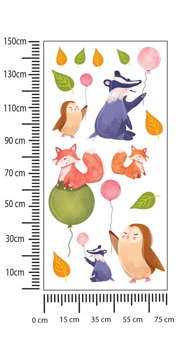 Lasten tarrat Eläimet ilmapalloilla 75x150cm
