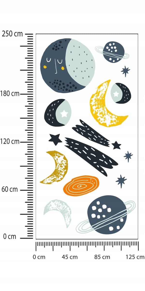 Lasten tarrat Kuu ja planeetat 125x250cm