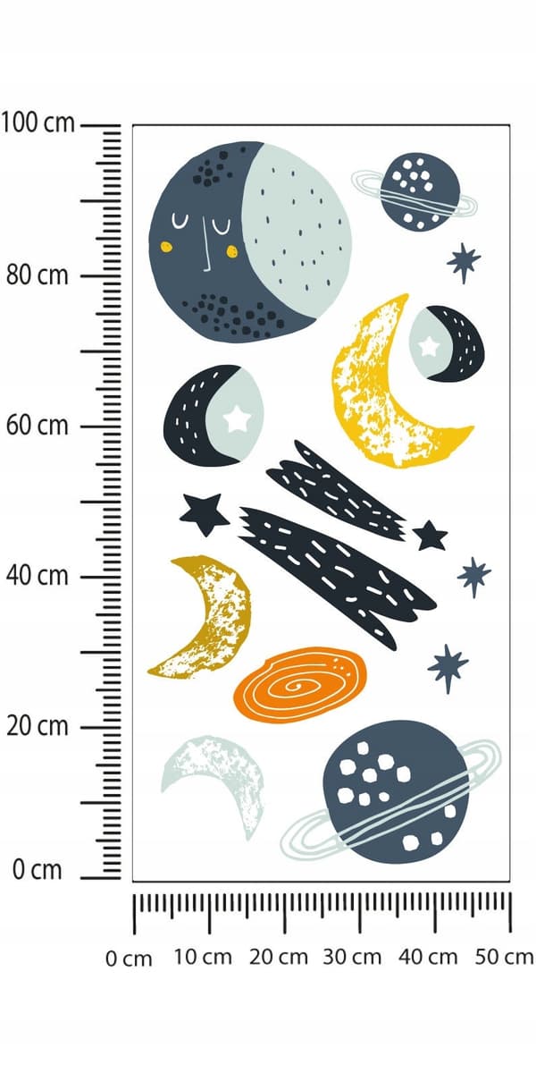 Lasten tarrat Kuu ja planeetat 50x100cm