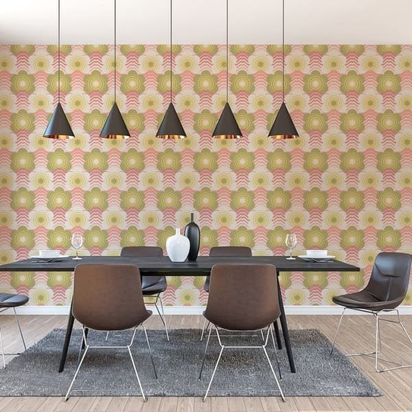 Papper Tapet Lenni Blommor M1-No.10943 Non-woven Rosa Grön Tadessi 8.50 m x 0.53 m