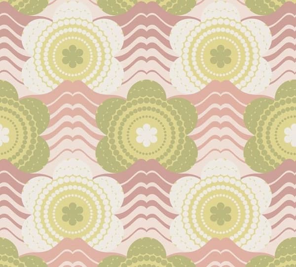 Papper Tapet Lenni Blommor M1-No.10943 Non-woven Rosa Grön Tadessi 8.50 m x 0.53 m