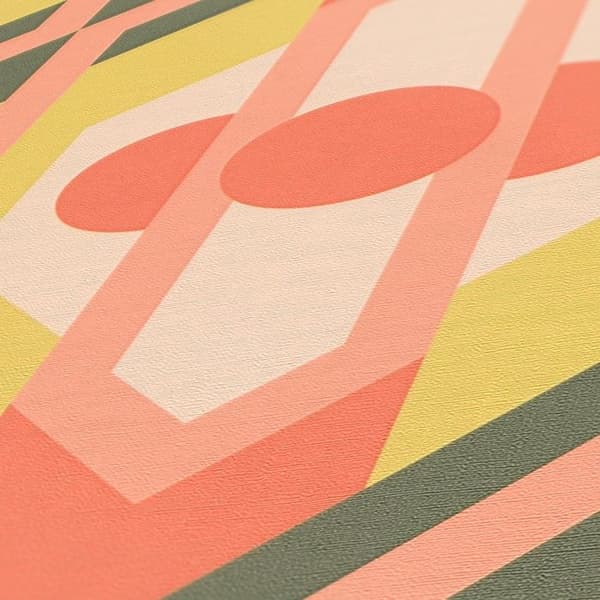 Grafiskt Tapet M1-No.10905 Non-woven Grön Orange Tadessi 8.50 m x 0.53 m