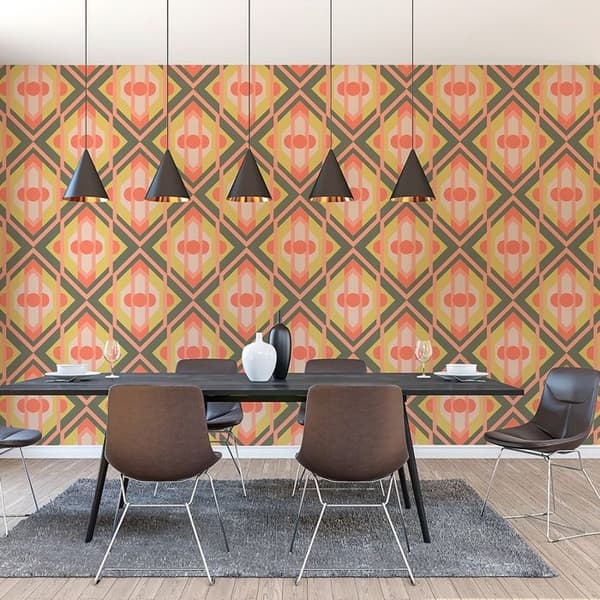 Grafiskt Tapet M1-No.10905 Non-woven Grön Orange Tadessi 8.50 m x 0.53 m