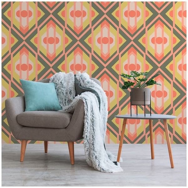 Grafiskt Tapet M1-No.10905 Non-woven Grön Orange Tadessi 8.50 m x 0.53 m