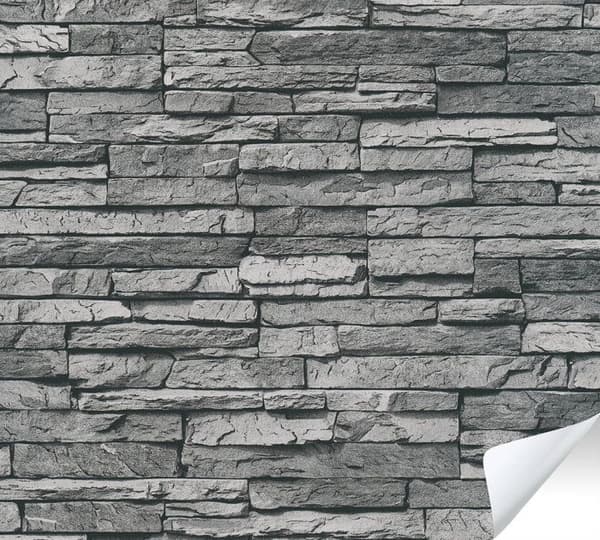 A.S. Création Självhäftande tapet med gråsvart stenyta The Wallcover 385891 3D 8,40x0,53m Tillverkad i Tyskland