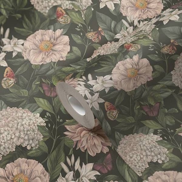 A.S. Création Dragen In Nat 394261 non-woven tapet blommor floral 10.05 x 0.53 m svart vardagsrum sovrum kontor
