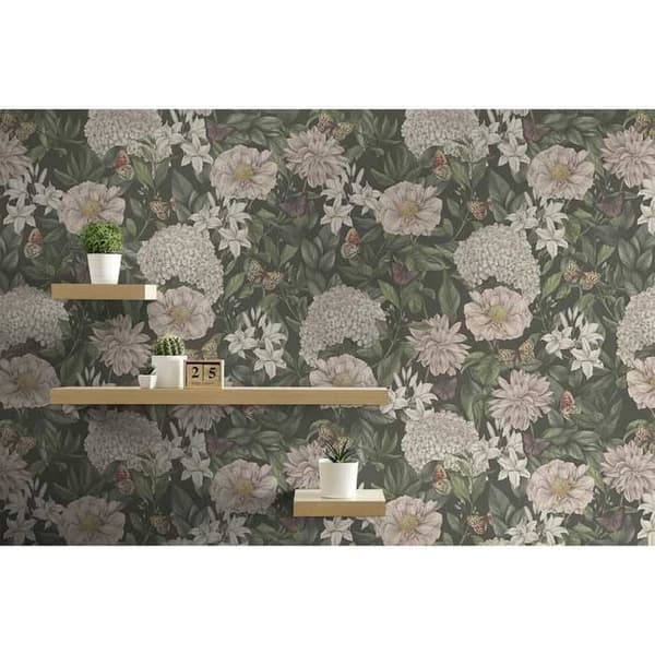 A.S. Création Dragen In Nat 394261 non-woven tapet blommor floral 10.05 x 0.53 m svart vardagsrum sovrum kontor