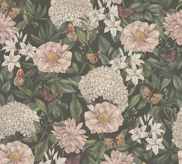 A.S. Création Dragen In Nat 394261 non-woven tapet blommor floral 10.05 x 0.53 m svart vardagsrum sovrum kontor