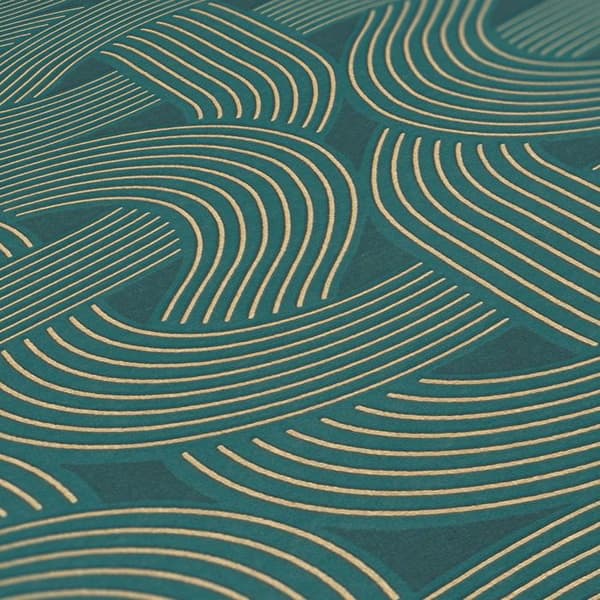 A.S. Creation tapet Art Deco Art Deco 391753 non-vävd petroleum guld art déco Tadessi 10.05 x 0.53 m