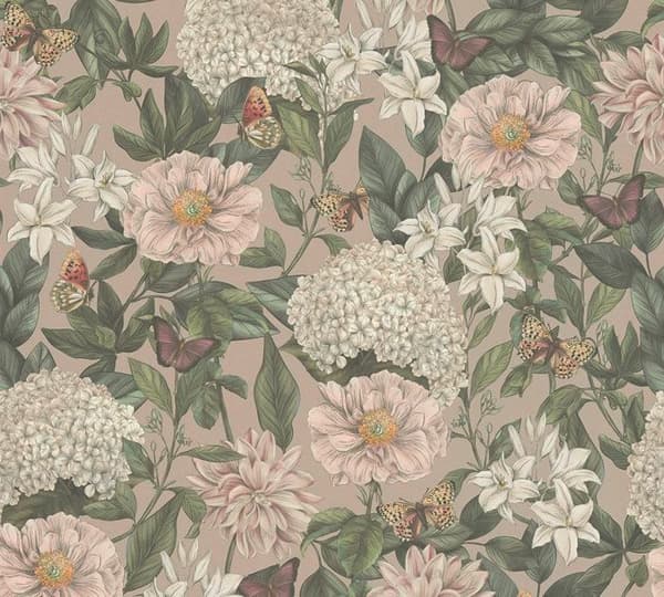 A.S. Création Draget In Nat 394262 non-woven tapet blommor floral 10.05 x 0.53 m grön vardagsrum sovrum kontor