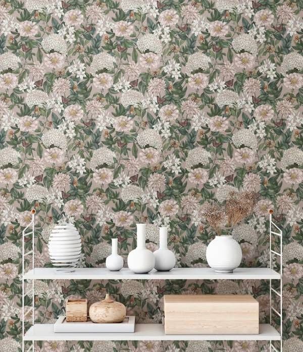 A.S. Création Draget In Nat 394262 non-woven tapet blommor floral 10.05 x 0.53 m grön vardagsrum sovrum kontor