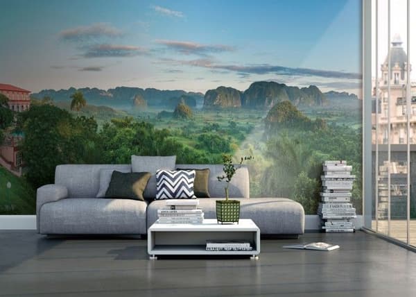 tapet 101164 tapet non-vävd natur landskap 279 x 280 cm Rasch Selection grön blå
