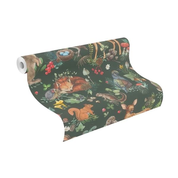 papper non-woven 300338 tapet barnrum 53 x 1005 cm Rasch Kids World brun grön
