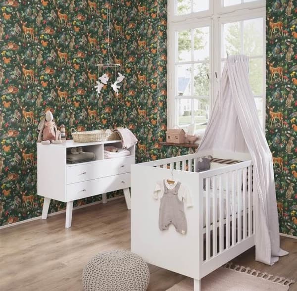 papper non-woven 300338 tapet barnrum 53 x 1005 cm Rasch Kids World brun grön