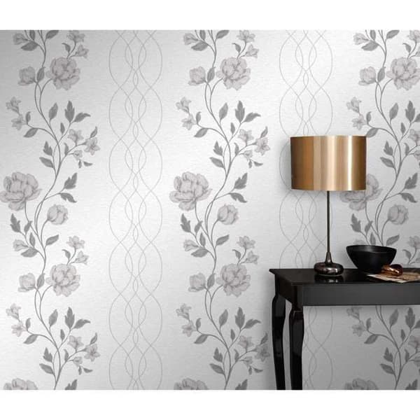 vinyl expanderad 10235-10 non-vävd tapet blommor floral 0.53 x 10.05 m Erismann Finesse grå