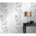 Miniatyrbild 4 av 6: vinyl expanderad 10235-10 non-vävd tapet blommor floral 0.53 x 10.05 m Erismann Finesse grå