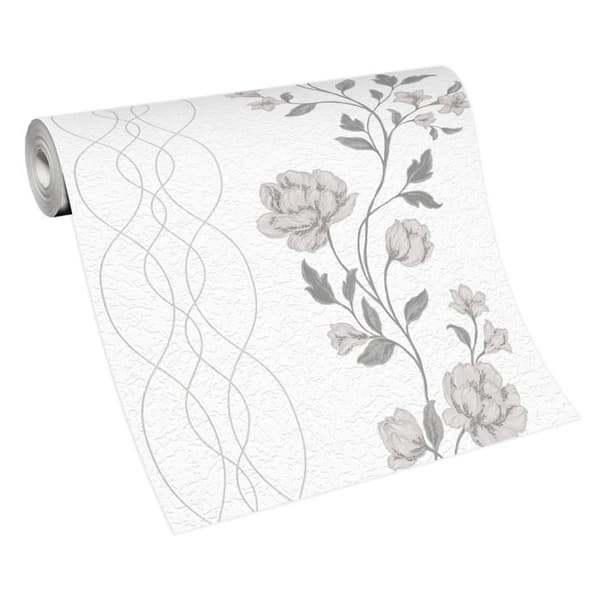vinyl expanderad 10235-10 non-vävd tapet blommor floral 0.53 x 10.05 m Erismann Finesse grå