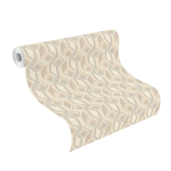 non-woven tapet 746518 grafisk tapet 53 x 1005 cm Rasch Indisk stil grå beige