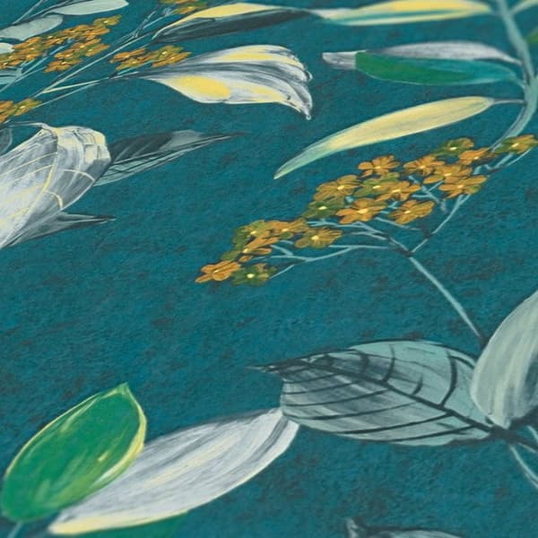 A.S. Création AP ARCADE 391713 non-vävd tapet blommor floral 10.05 x 0.53 m grön vardagsrum sovrum kontor