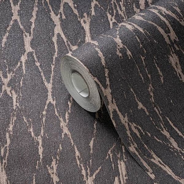 A.S. Creation Smart Surfaces 395635 Non-woven tapet med stenliknande yta 0.53 x 10.05 m Svart
