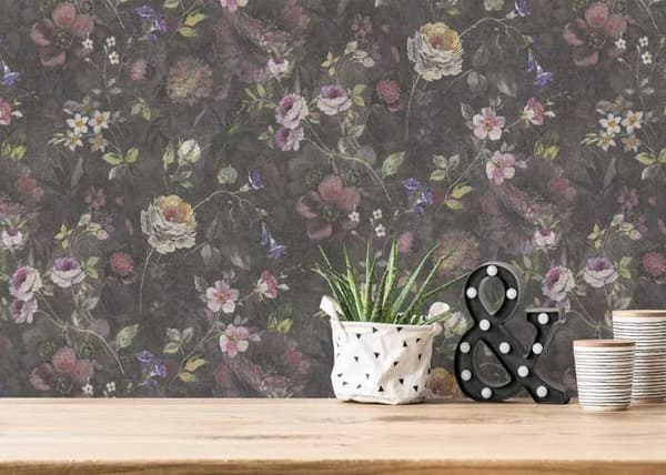 A.S. Creation Natural Living 386361 Non-woven Tapet Blommor 10.05 x 0.53 m Svart