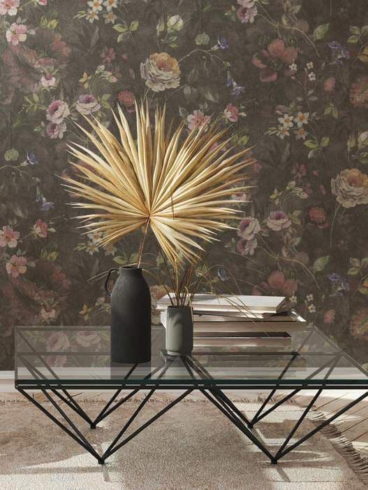 A.S. Creation Natural Living 386361 Non-woven Tapet Blommor 10.05 x 0.53 m Svart