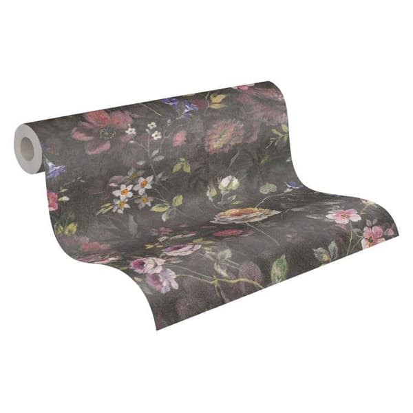 A.S. Creation Natural Living 386361 Non-woven Tapet Blommor 10.05 x 0.53 m Svart