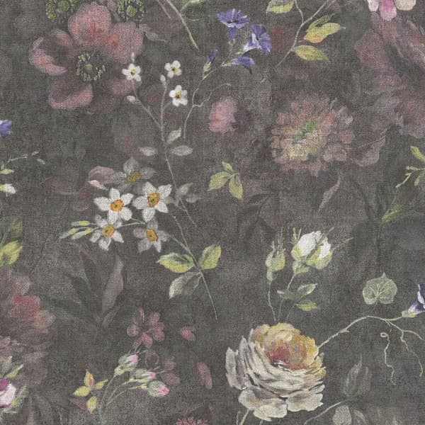 A.S. Creation Natural Living 386361 Non-woven Tapet Blommor 10.05 x 0.53 m Svart