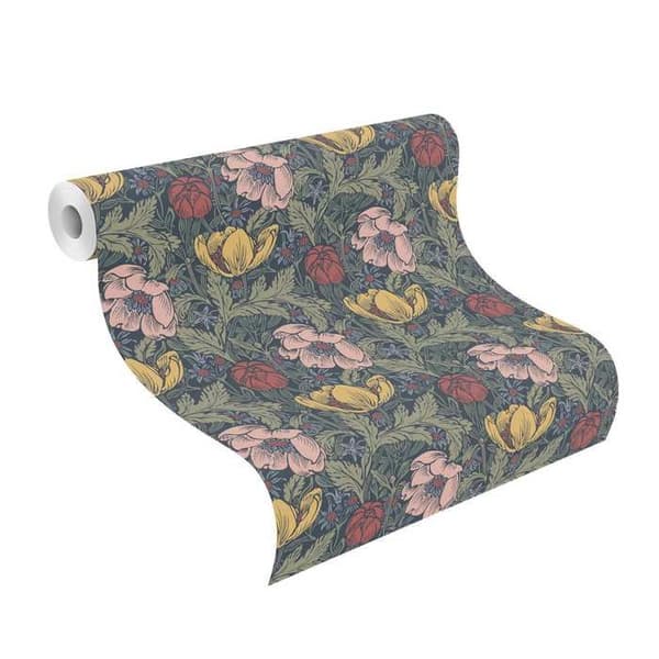 Rasch Salisbury 552577 Non-vävt tapet blommigt utseende 0,53 m x 10,05 m Blå