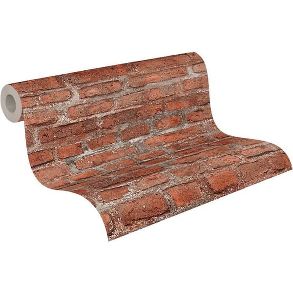 Papper tapet non-woven med stensutseende Dino M1-No.1 stensutseende röd tegel