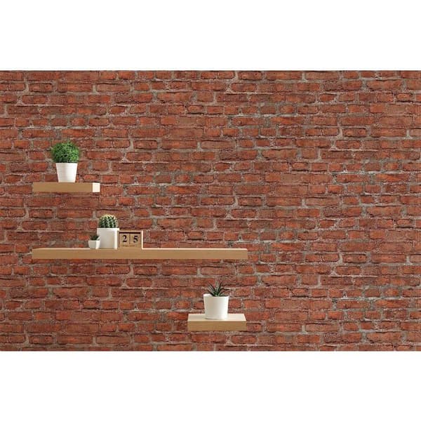 Papper tapet non-woven med stensutseende Dino M1-No.1 stensutseende röd tegel