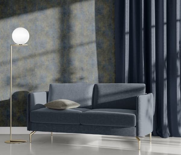 Tapet i texturerad vinyl lyxigt betong Elle Decoration marinblå / guld 10438-08