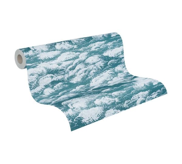Arkitektens Papper tapet moln Jungle Chic tapet non-woven utan PVC blå vit matt slät 377053 37705-3 10,05 m x 0,53...