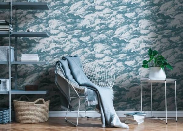 Arkitektens Papper tapet moln Jungle Chic tapet non-woven utan PVC blå vit matt slät 377053 37705-3 10,05 m x 0,53...