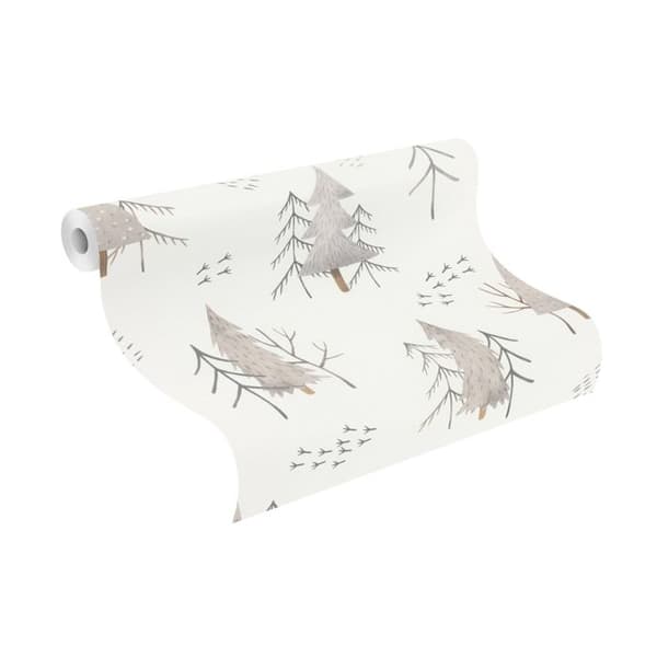 Non woven tapet 300741 barnrum 53 x 1005 cm Rasch Kids World Beige vit