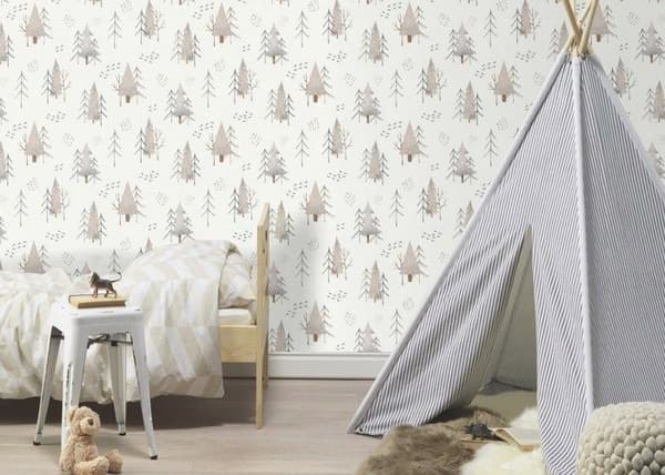Non woven tapet 300741 barnrum 53 x 1005 cm Rasch Kids World Beige vit