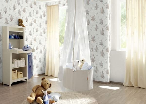 Non woven tapet 300741 barnrum 53 x 1005 cm Rasch Kids World Beige vit