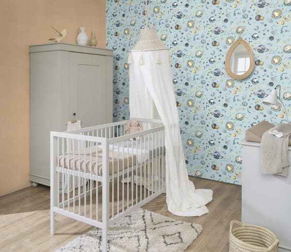 ovävt tapet 300949 barnrum 53 x 1005 cm Rasch Kids World blå guld